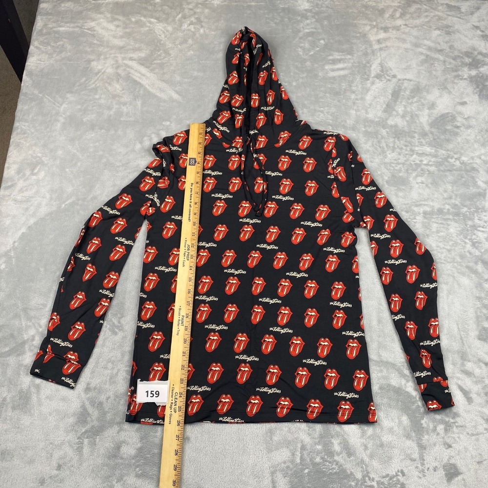 MeUndies The Rolling‎ Stones Hoodie Mens Black Red Tongue Lips Logo Pullover - Picture 6 of 6